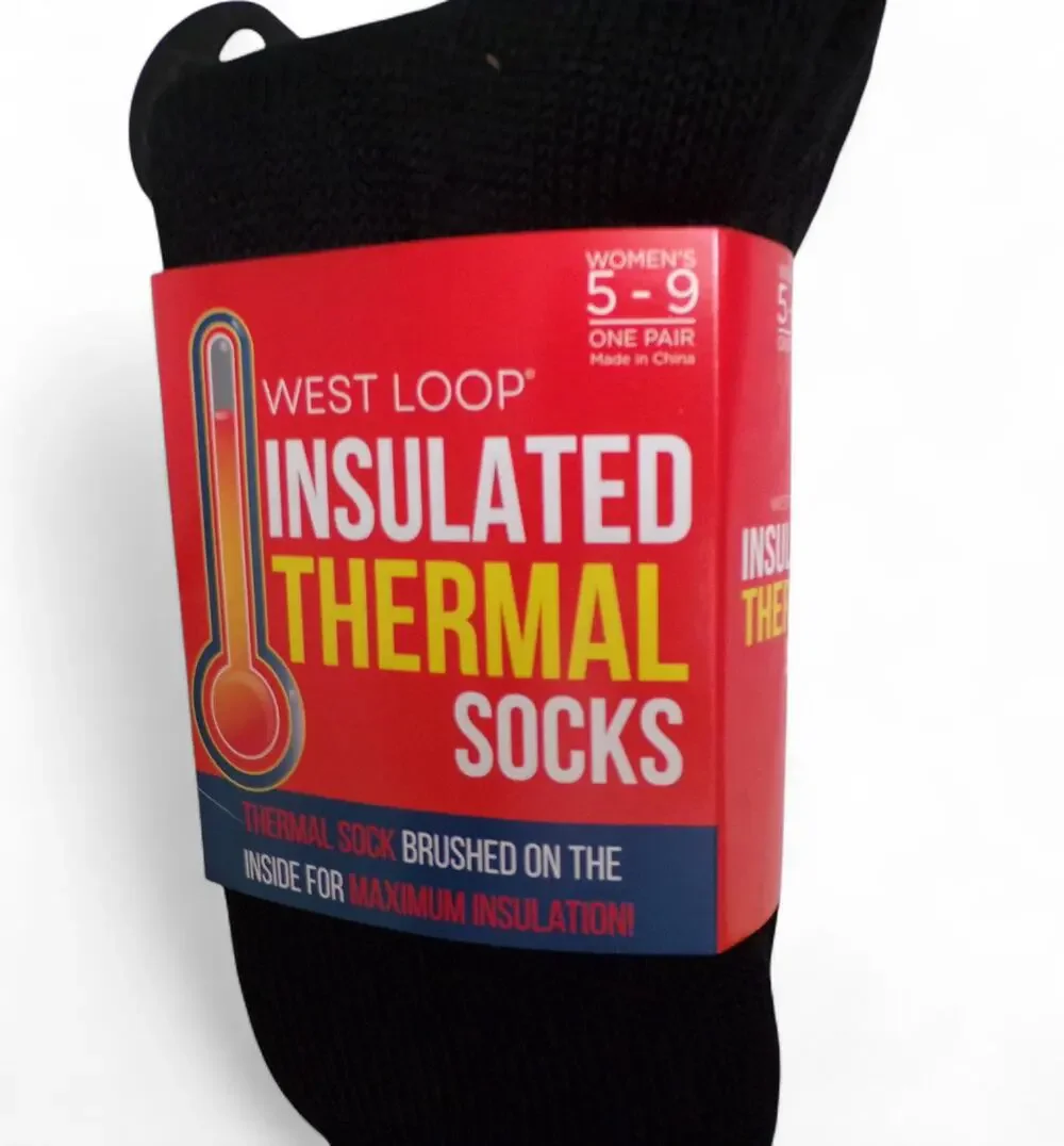West Loop Men's Insulated Thermal Socks Size 7-12 Brushed Inside Warm